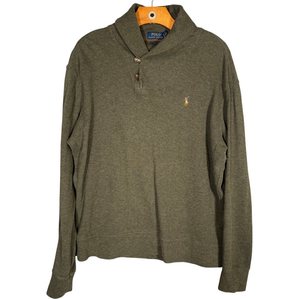 Polo Ralph Lauren Men's Estate Rib Long Sleeve Shirt Green L